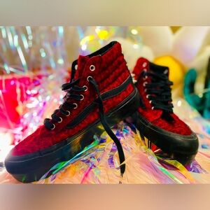 RARE VANS SK8-Hi Platform Studded Red Black Leopard Print Shoes